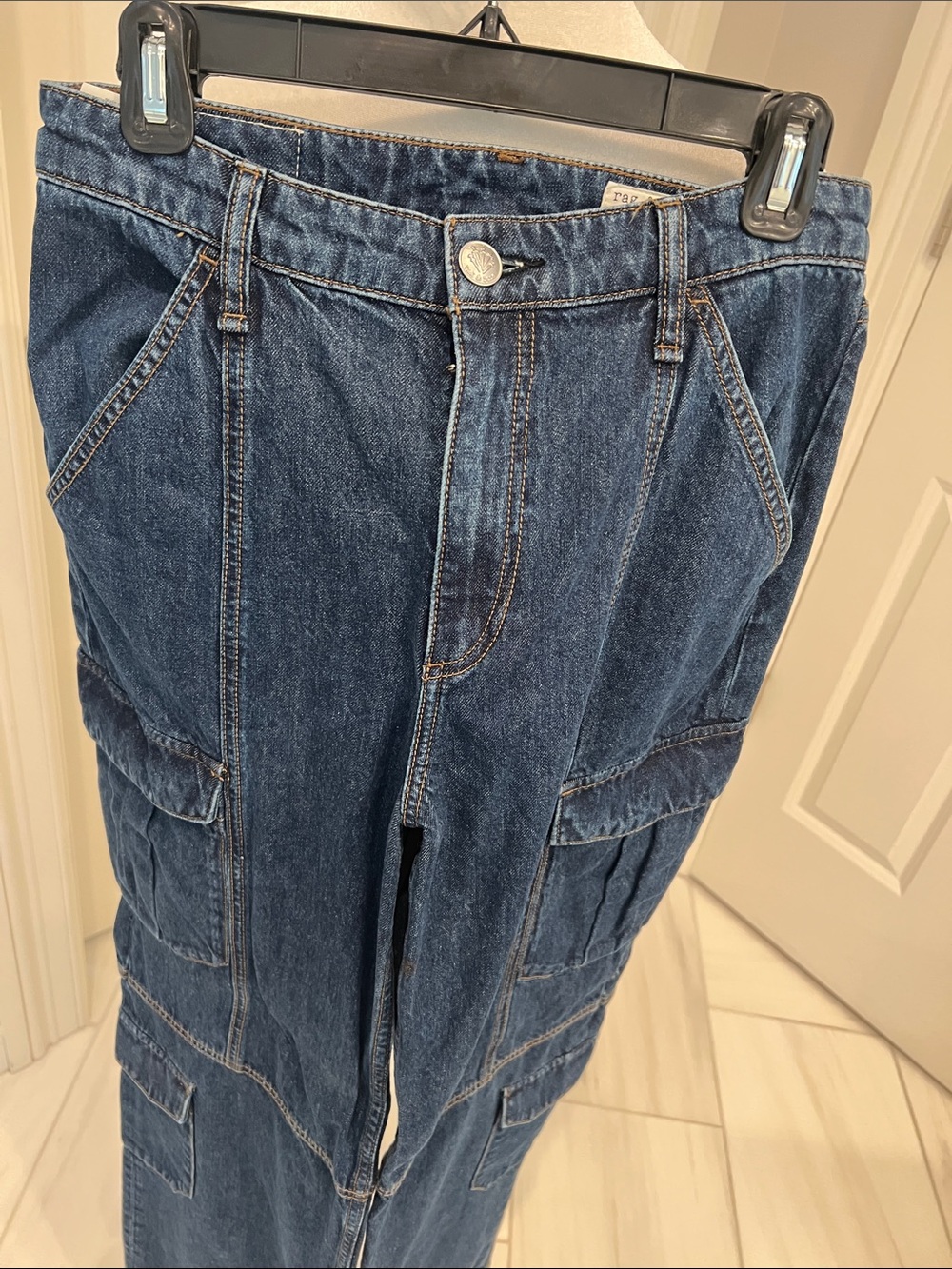 rag & bone Dark Blue Denim Cargo Jeans